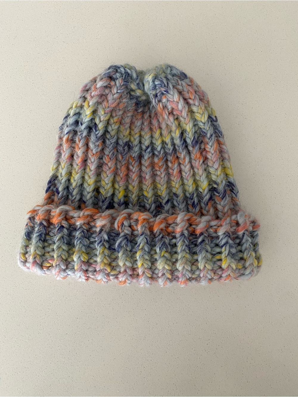 Chunky Multicolor Striped Knit Beanie